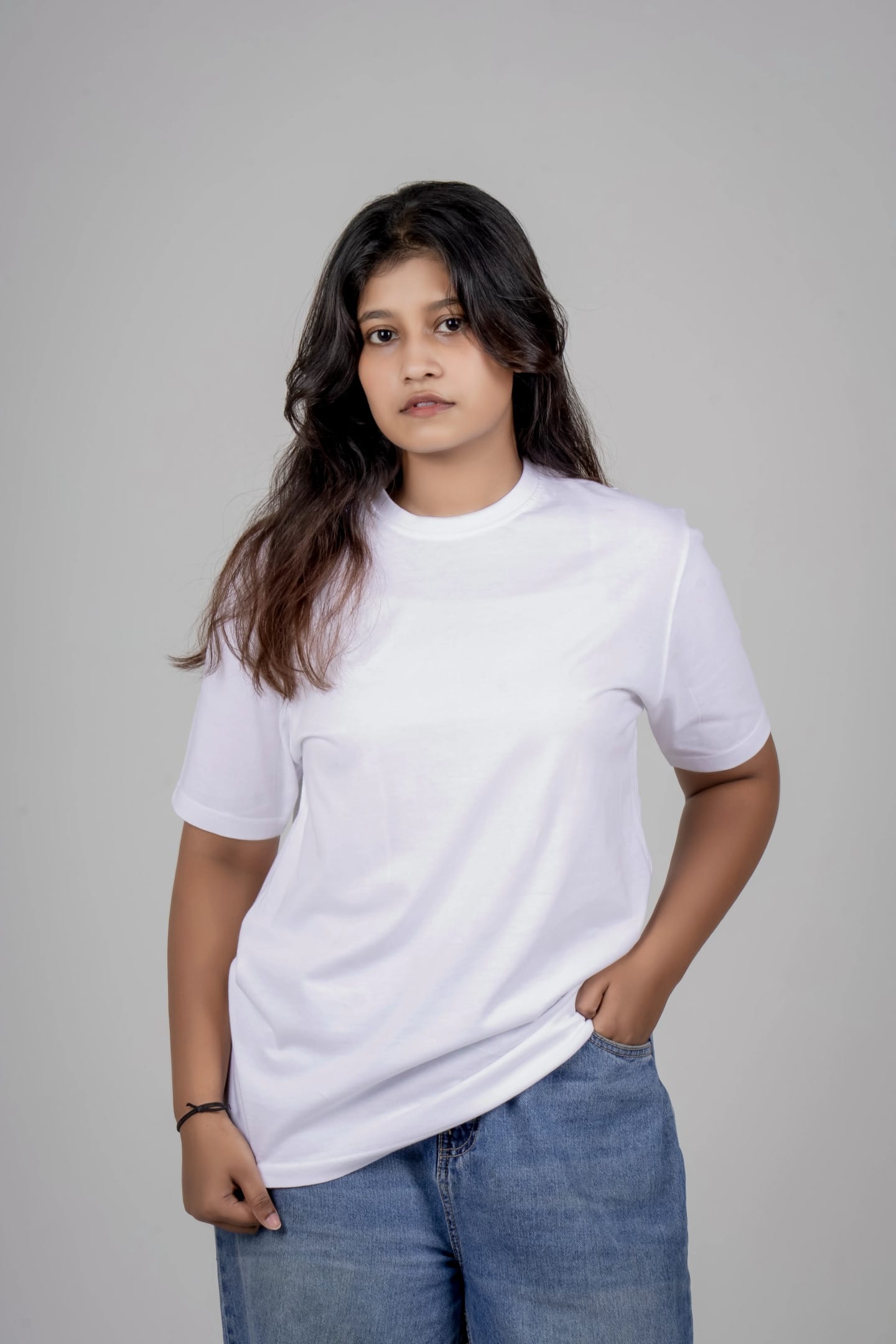 Solid Cotton Round Neck T-Shirt - White
