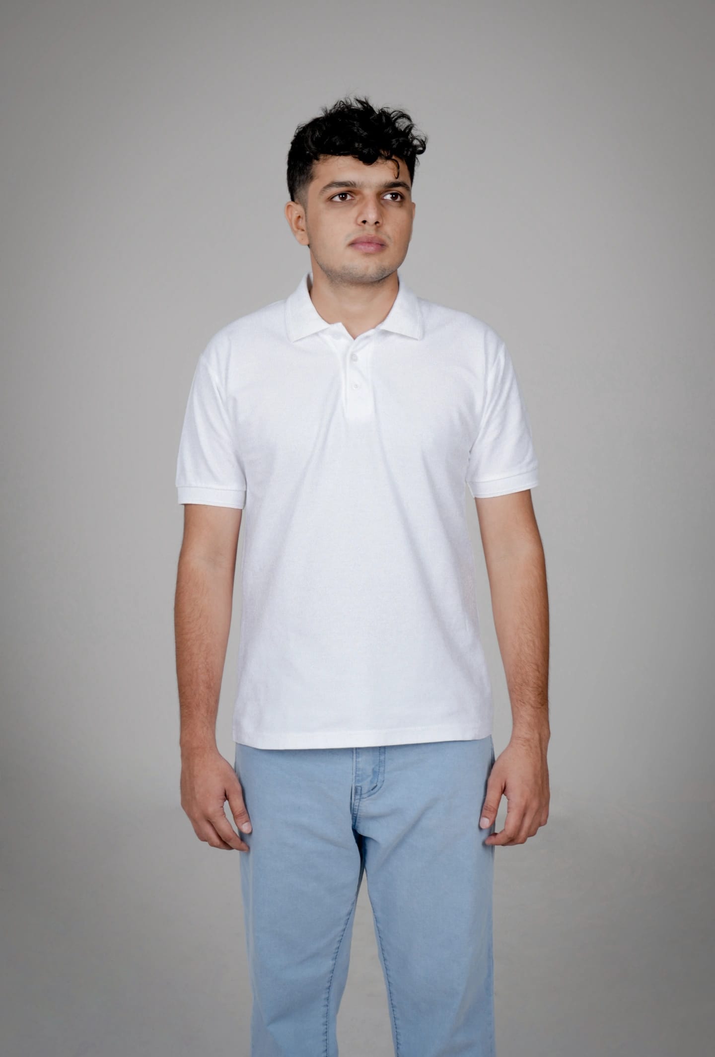 Solid Cotton Regular Fit Polo T-shirt - White