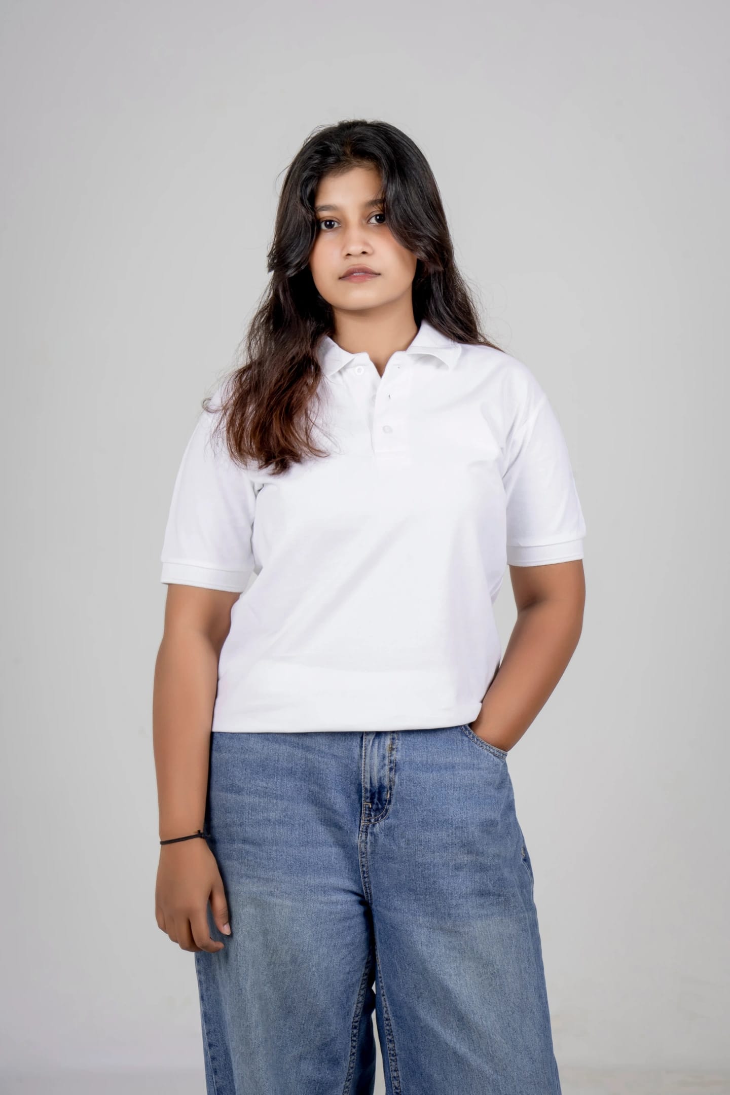 Solid Cotton Regular Fit Polo T-shirt - White